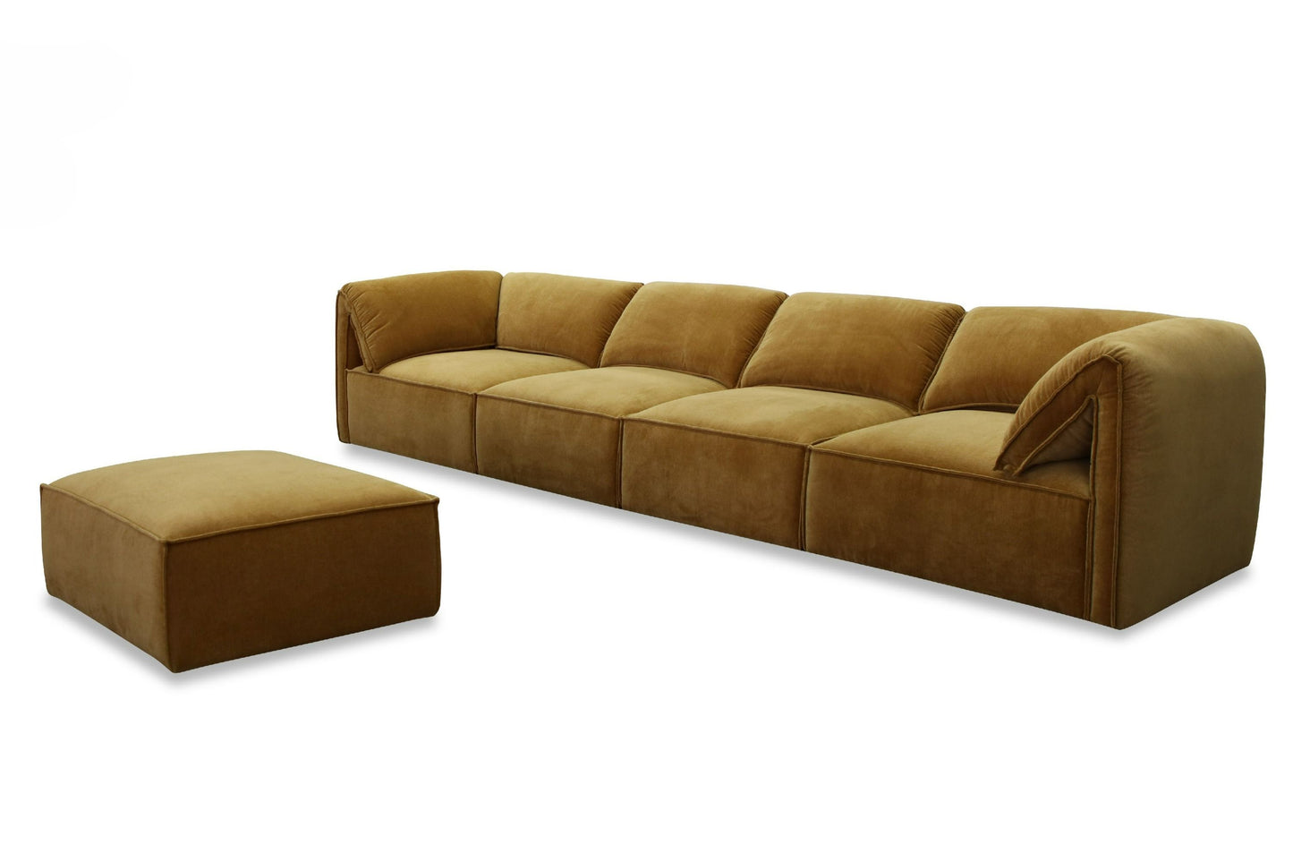 Divani Casa Gene Modern Ochre Fabric 5-Piece Modular Sectional Sofa - Versatile and Stylish Seating for Your Living Room