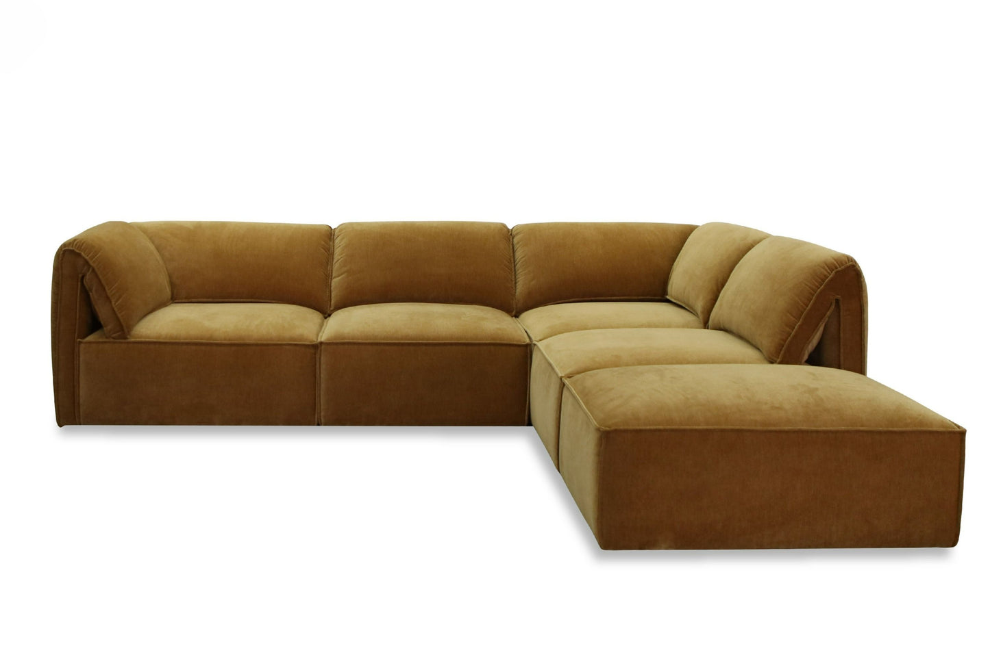 Divani Casa Gene Modern Ochre Fabric 5-Piece Modular Sectional Sofa - Versatile and Stylish Seating for Your Living Room