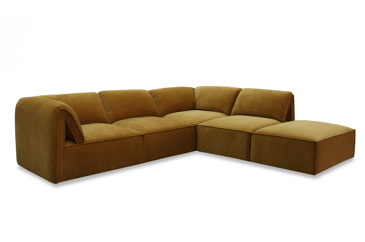 Divani Casa Gene Modern Ochre Fabric 5-Piece Modular Sectional Sofa - Versatile and Stylish Seating for Your Living Room