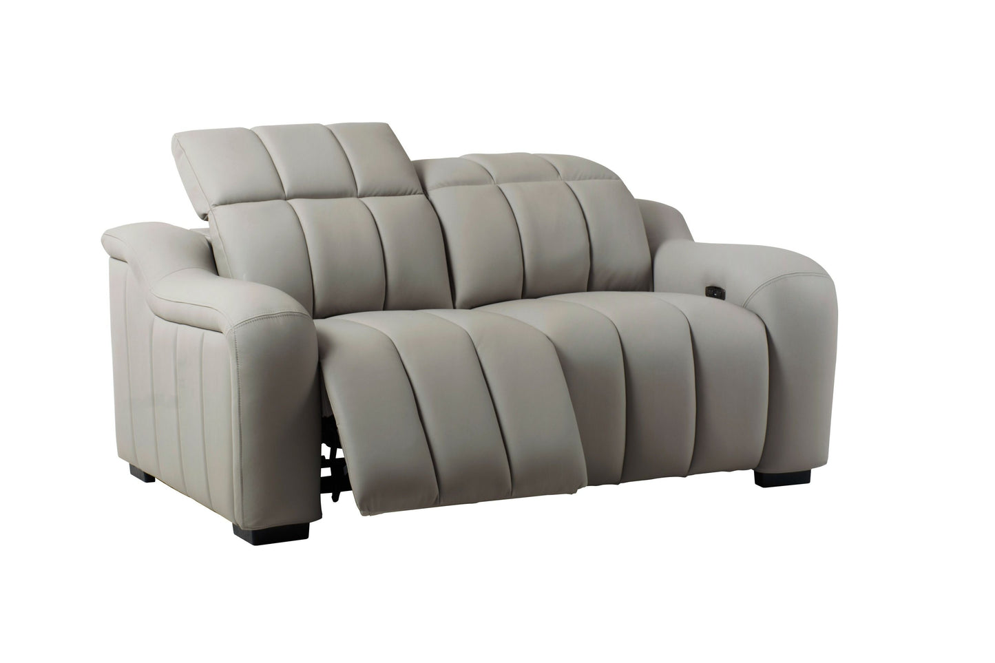 Divani Casa Paddy Modern Grey Leather Sofa with 2 Recliners - Luxurious and Comfortable Seating for Your Living Room