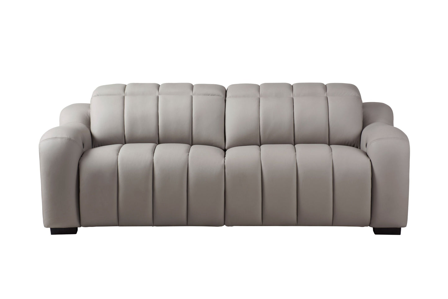 Divani Casa Paddy Modern Grey Leather Sofa with 2 Recliners - Luxurious and Comfortable Seating for Your Living Room