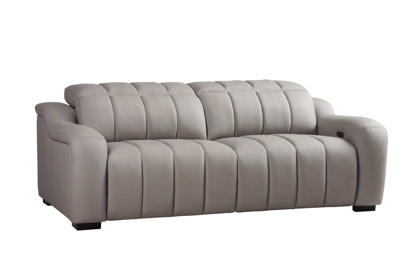 Divani Casa Paddy Modern Grey Leather Sofa with 2 Recliners - Luxurious and Comfortable Seating for Your Living Room