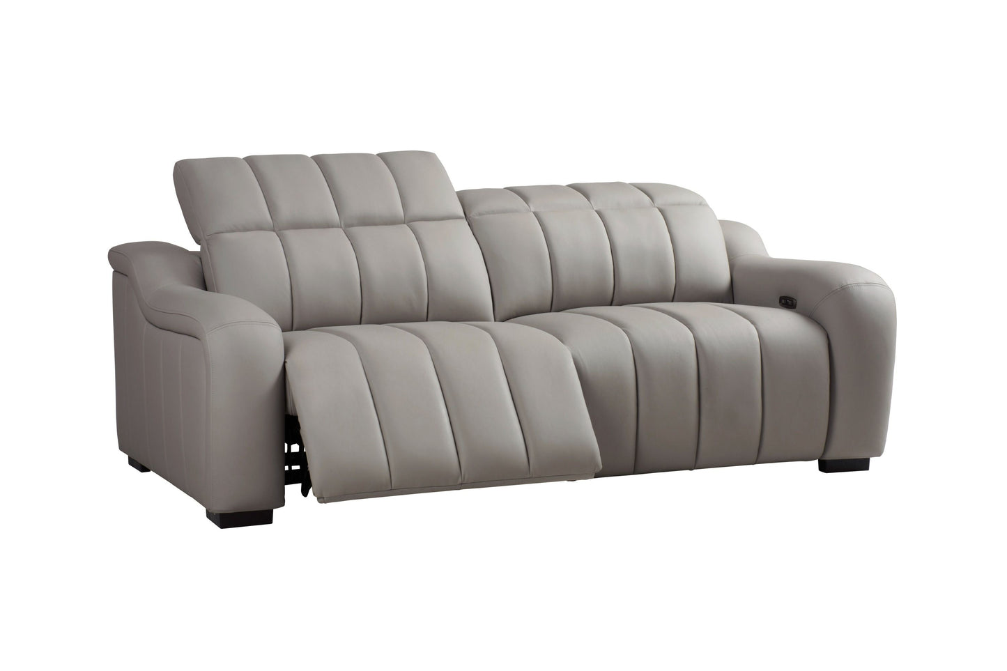 Divani Casa Paddy Modern Grey Leather Sofa with 2 Recliners - Luxurious and Comfortable Seating for Your Living Room