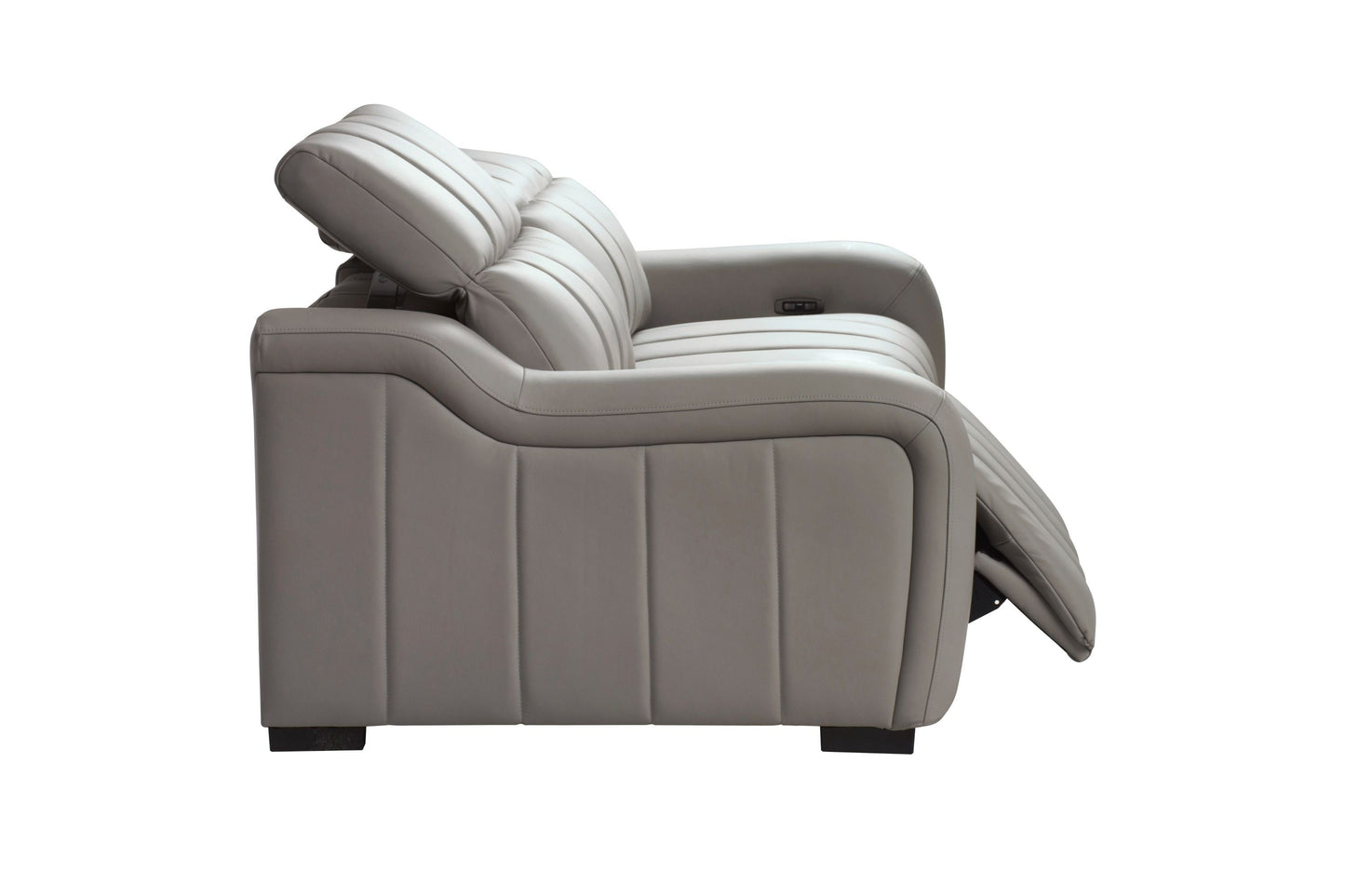 Divani Casa Paddy Modern Grey Leather Sofa with 2 Recliners - Luxurious and Comfortable Seating for Your Living Room