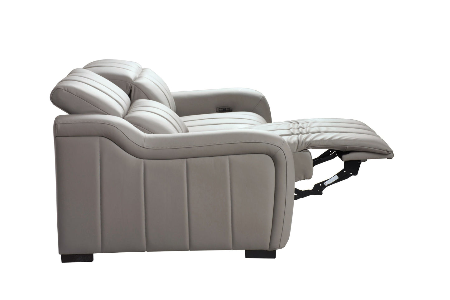 Divani Casa Paddy Modern Grey Leather Sofa with 2 Recliners - Luxurious and Comfortable Seating for Your Living Room