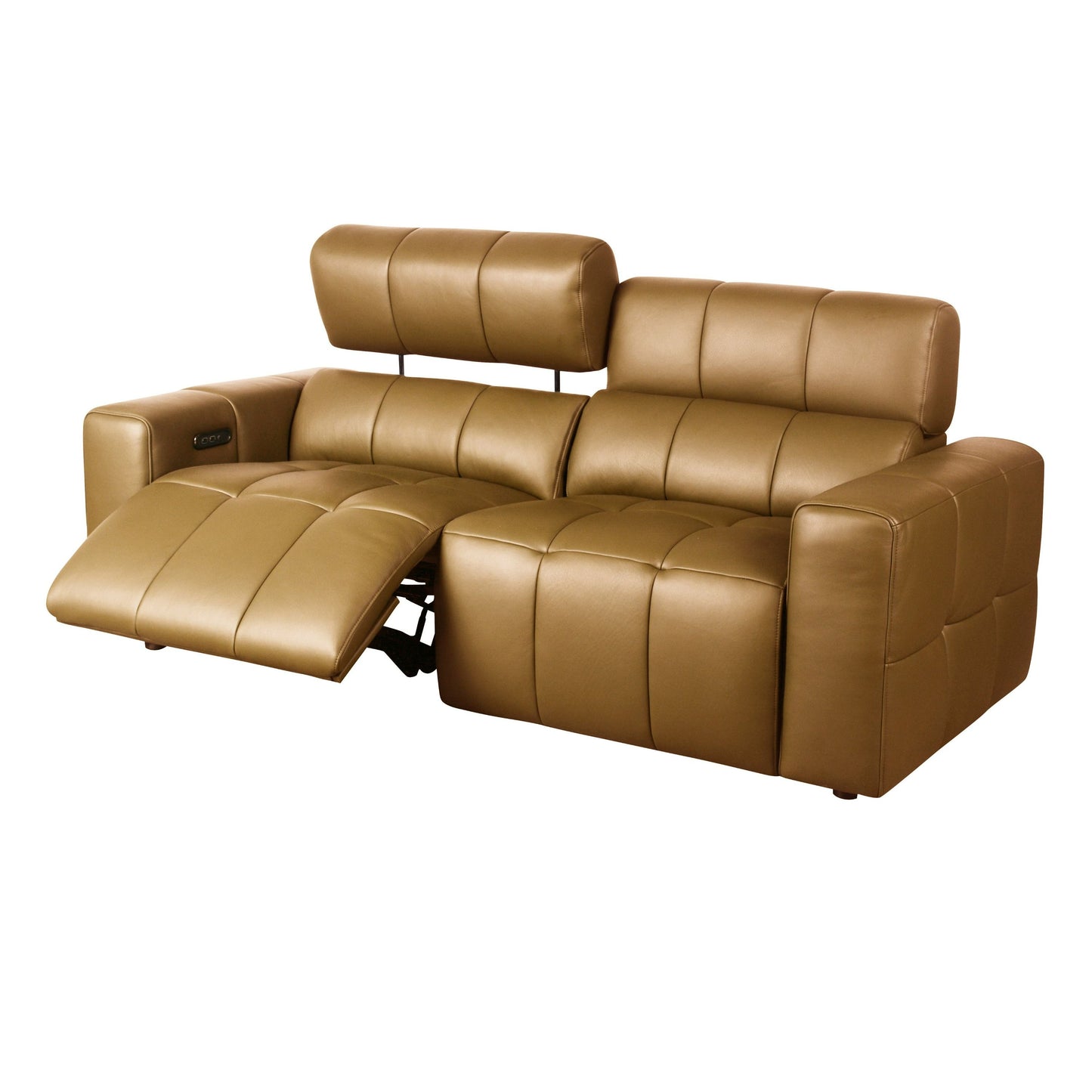Divani Casa Chevak Modern Brown Leather Sofa with 2 Recliners - Stylish and Comfortable Seating for Relaxed Living Spaces