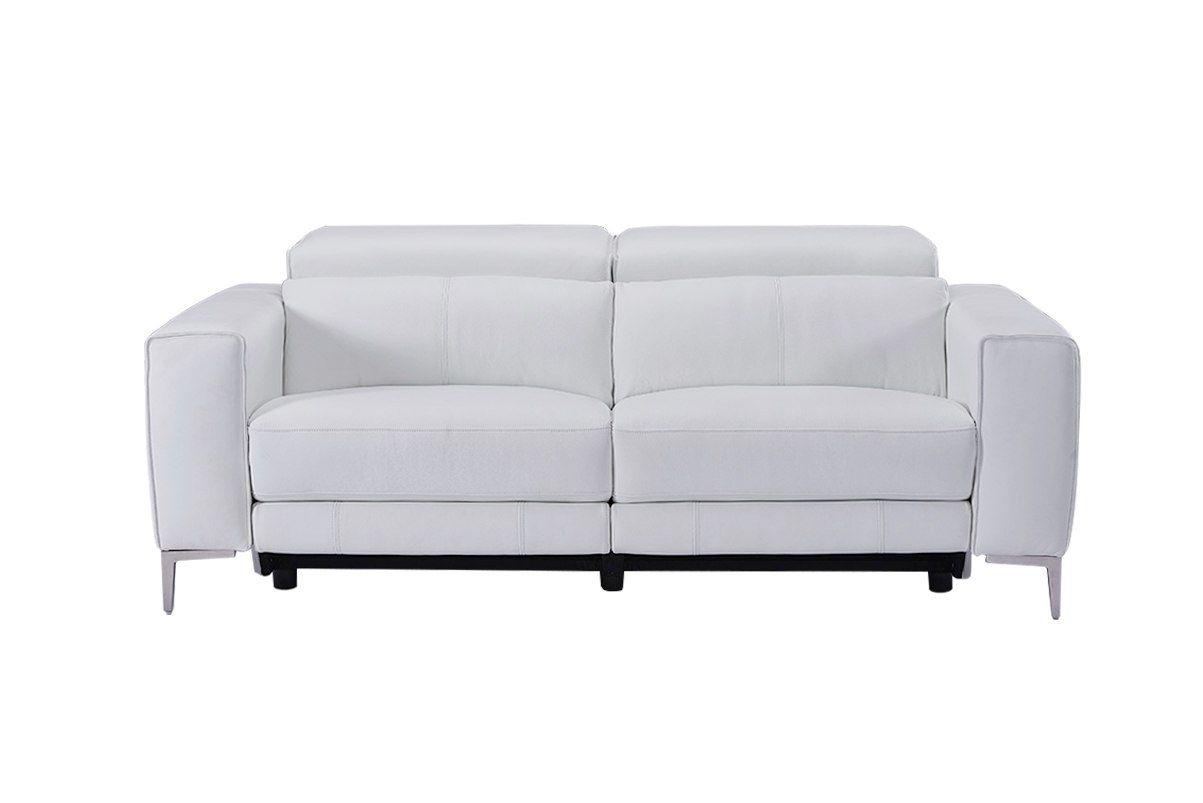 Divani Casa Chignik Modern White Leather Sofa with 2 Recliners - Elegant and Comfortable Seating for Luxurious Living Rooms