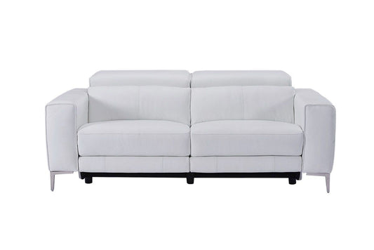 Divani Casa Chignik Modern White Leather Sofa with 2 Recliners - Elegant and Comfortable Seating for Luxurious Living Rooms