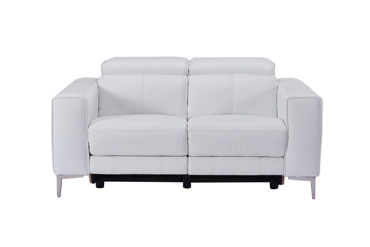 Divani Casa Chignik Modern White Leather Sofa with 2 Recliners - Elegant and Comfortable Seating for Luxurious Living Rooms