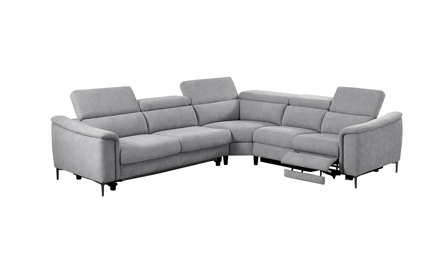 Divani Casa Coffman Modern Grey Fabric Sectional Sofa with Sofa Bed and Recliner - Versatile and Comfortable Seating for Contemporary Living Rooms
