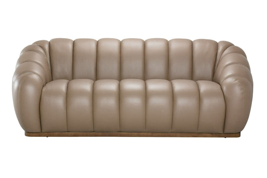 Divani Casa Ekwok Modern Tan Leather Sofa - Stylish and Comfortable Sofa for Contemporary Living Rooms