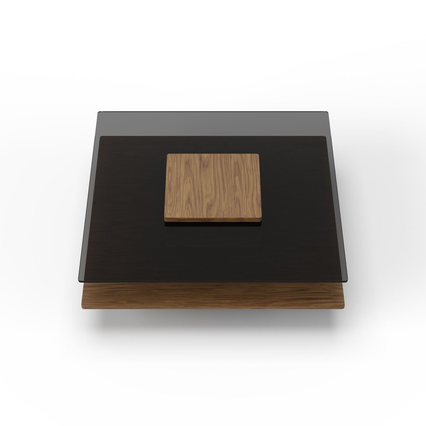 Modrest Clarion Modern Walnut & Grey Glass Coffee Table - Chic and Sophisticated Living Room Accent