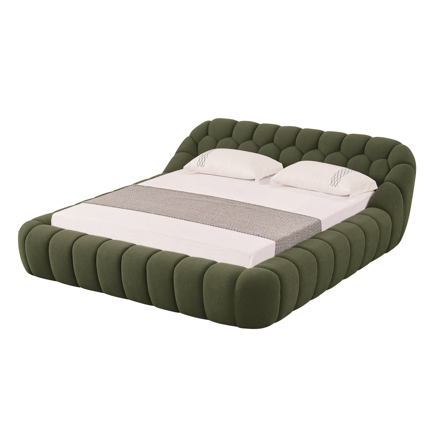 Divani Casa Yolonda Modern Green Fabric Bed β Stylish Contemporary Upholstered Bed Frame