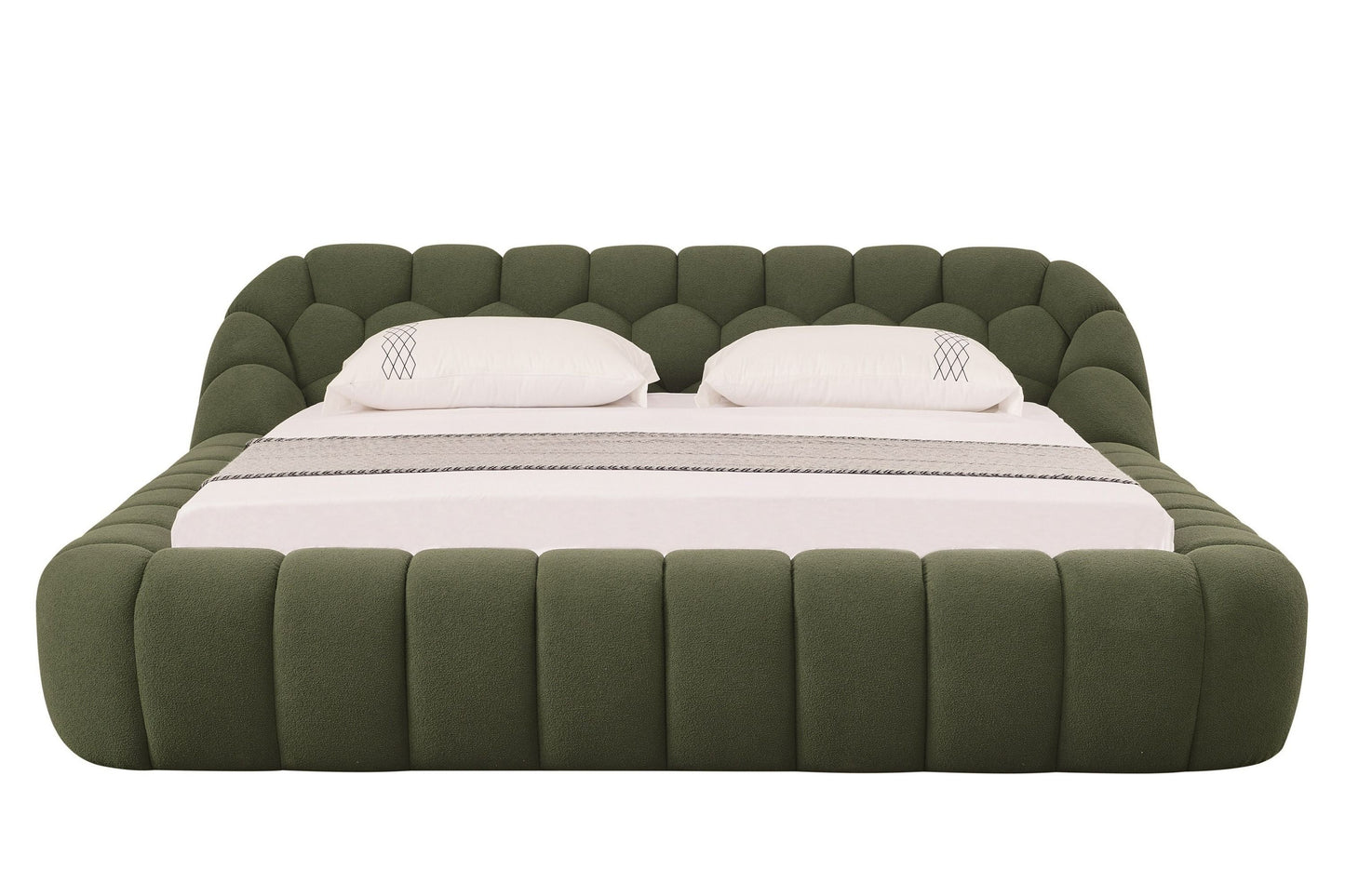 Divani Casa Yolonda Modern Green Fabric Bed β Stylish Contemporary Upholstered Bed Frame