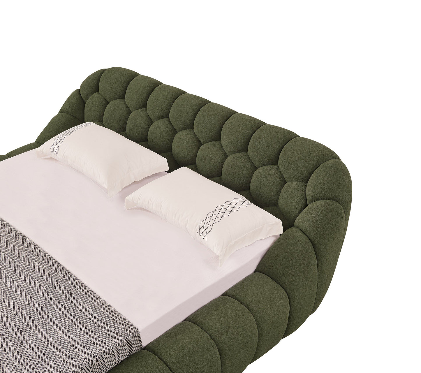 Divani Casa Yolonda Modern Green Fabric Bed β Stylish Contemporary Upholstered Bed Frame