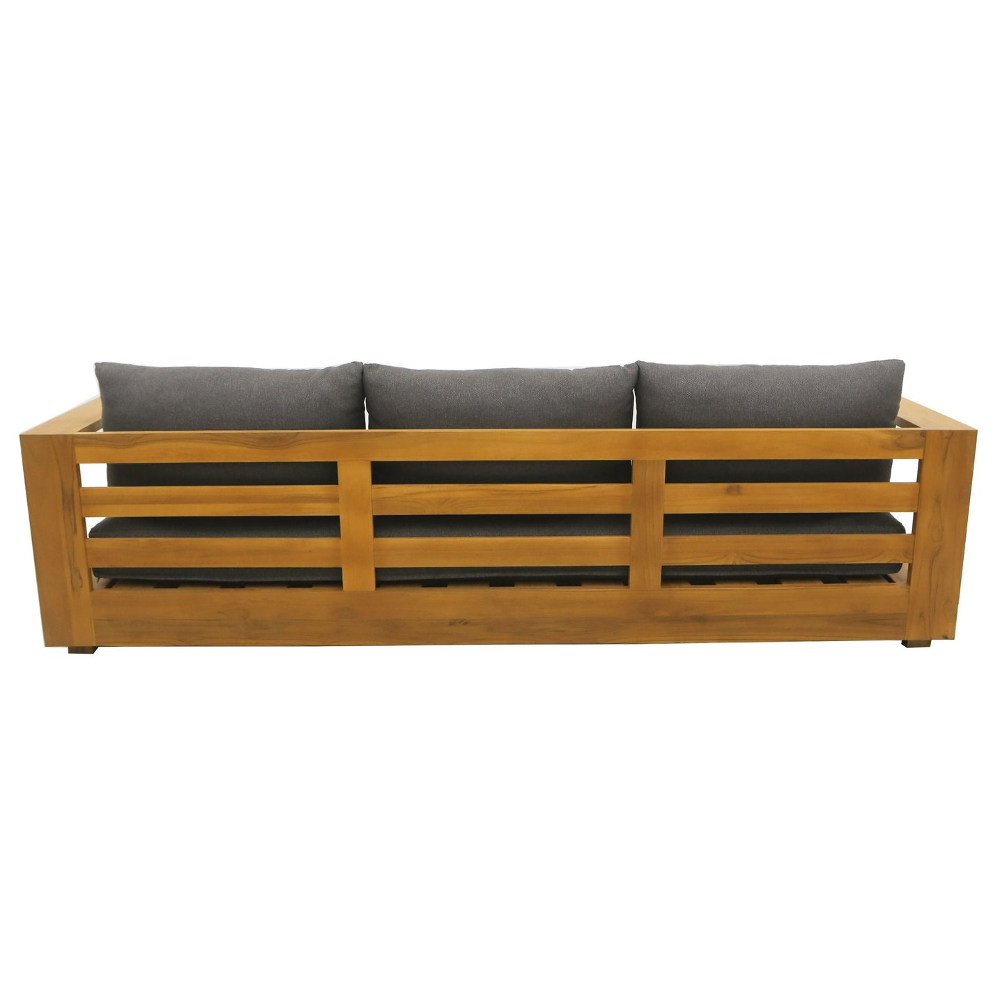 Santorini Outdoor Sofa – Grey Olefin Fabric & Natural Teak Frame for Modern Patio Living