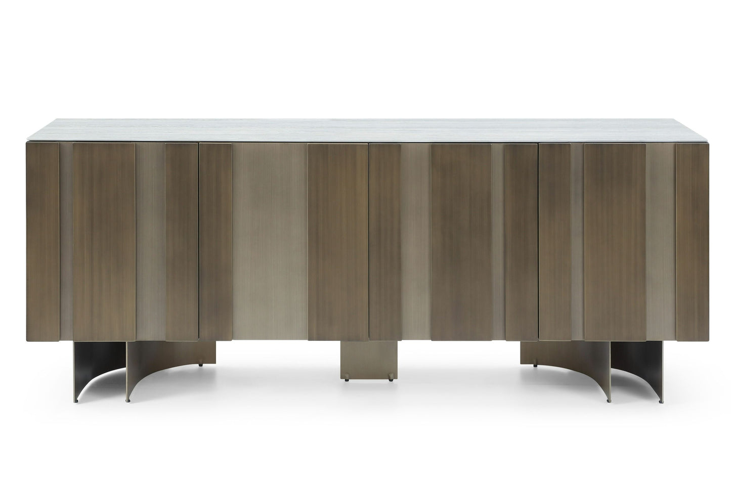 Lamod Kiefer Modern Faux Travertine Ceramic and Bronze Buffet – Elegant Sideboard Cabinet