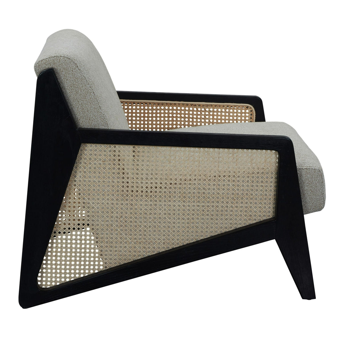 Kratz Modern Beige Fabric Rattan Black Walnut Accent Chair