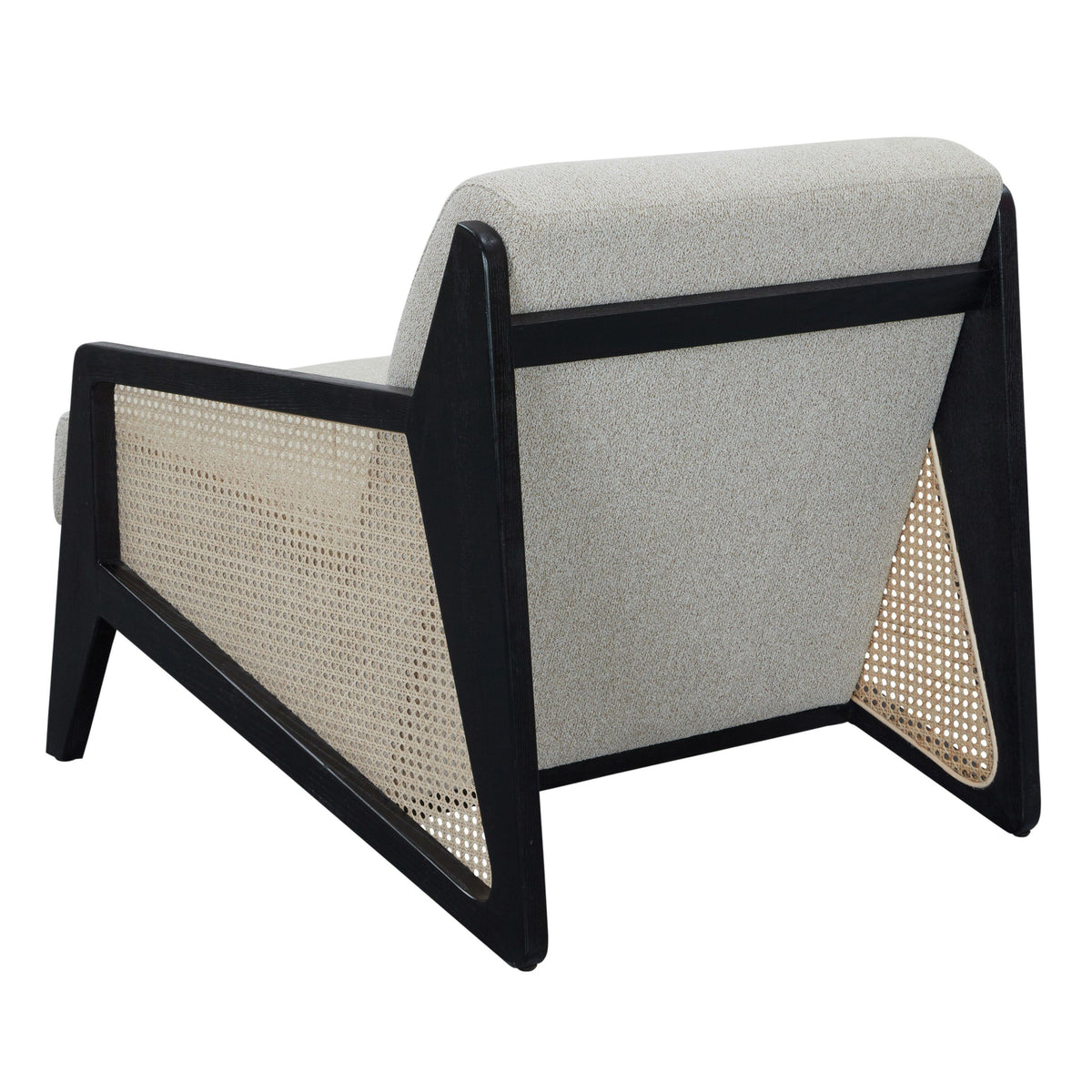 Kratz Modern Beige Fabric Rattan Black Walnut Accent Chair