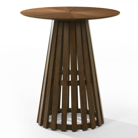 Weiss Mid-Century Modern Bar Table β Walnut Finish with Round Top