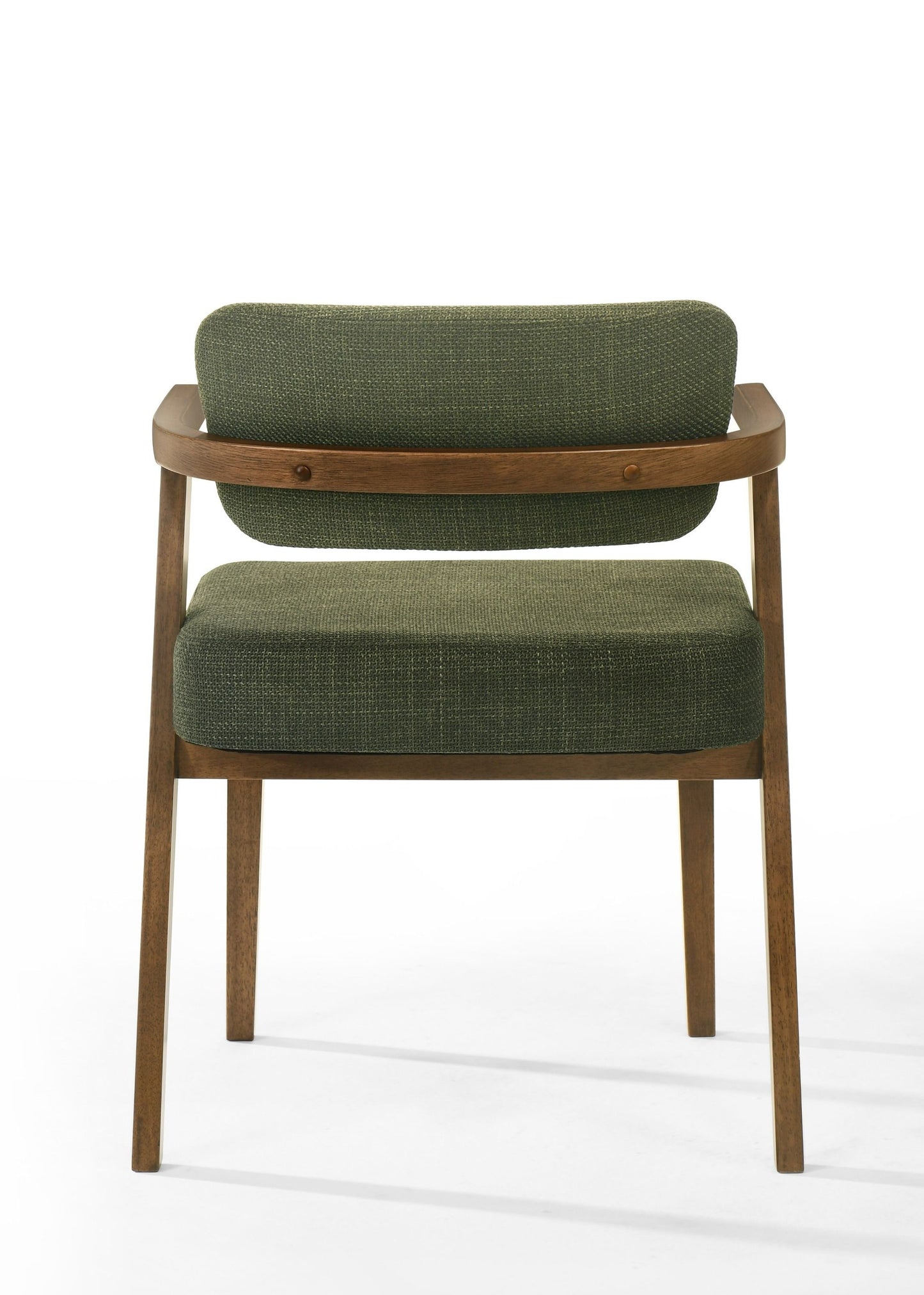 Modrest Sacks Mid-Century Modern Dining Set β Green Fabric Chairs & Herringbone Walnut Table