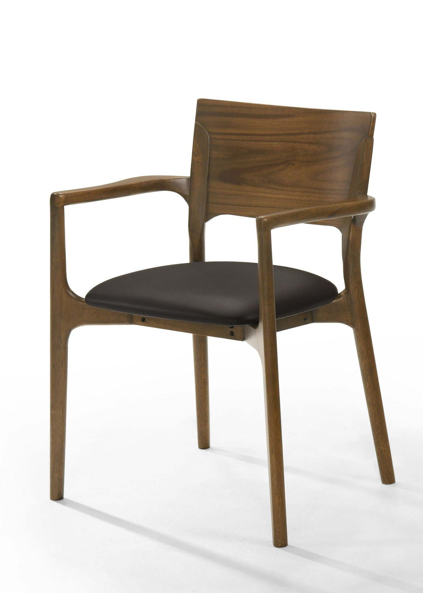 Modrest Edelman Mid-Century Modern Dining Set β Brown Leatherette Chairs & Walnut Table