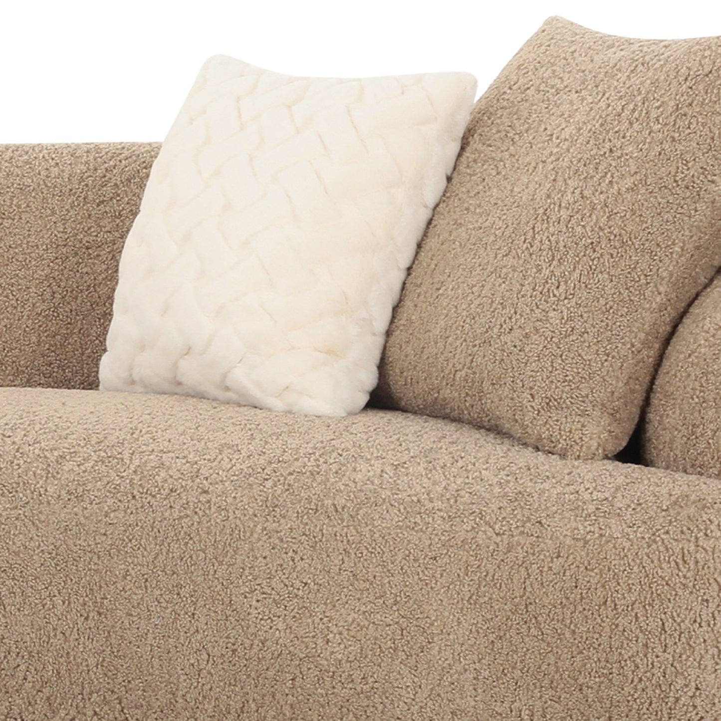 Trevor Modern Tan Fabric Curved Mini Sectional Sofa