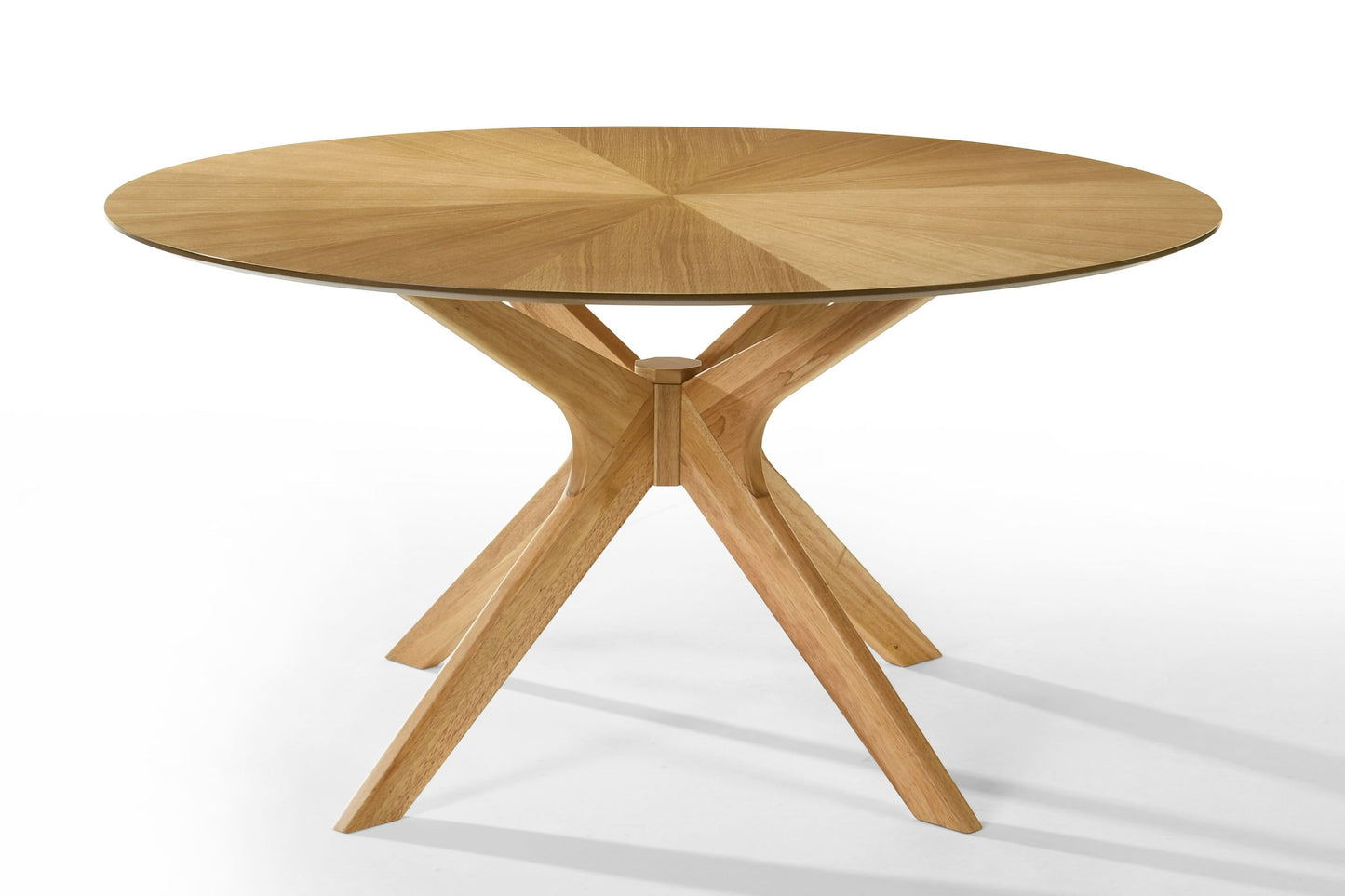 Modrest Prospect Modern 59" Round Natural Oak Dining Table - Contemporary Wood Kitchen Table