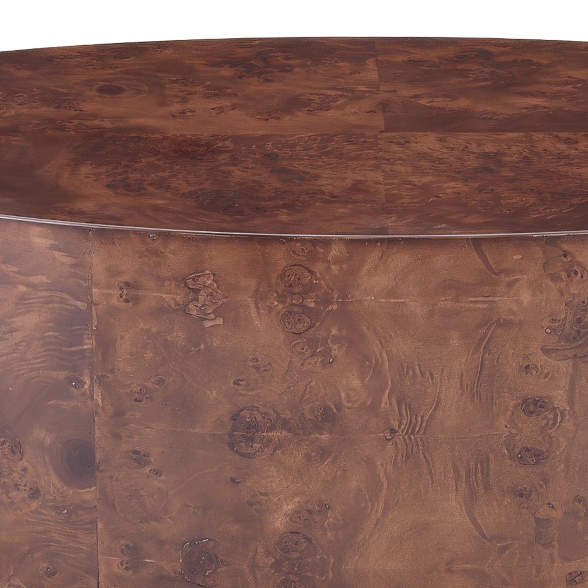 August Modern Dark Walnut Burl Round Coffee Table