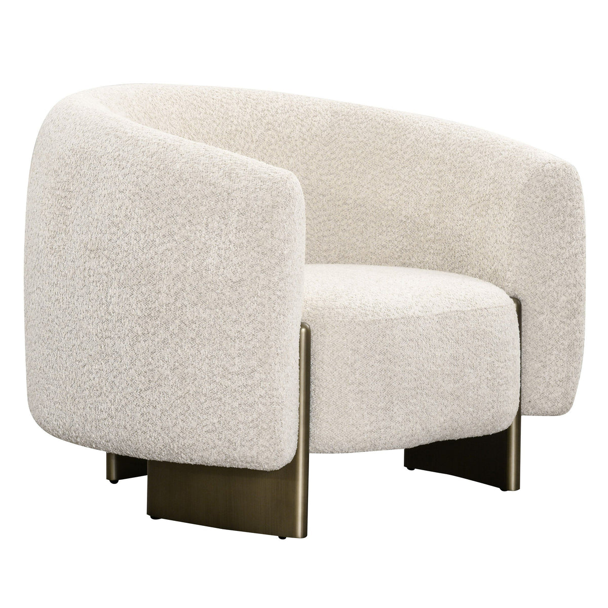 Thrive Modern Beige Fabric Antique Brass Accent Chair