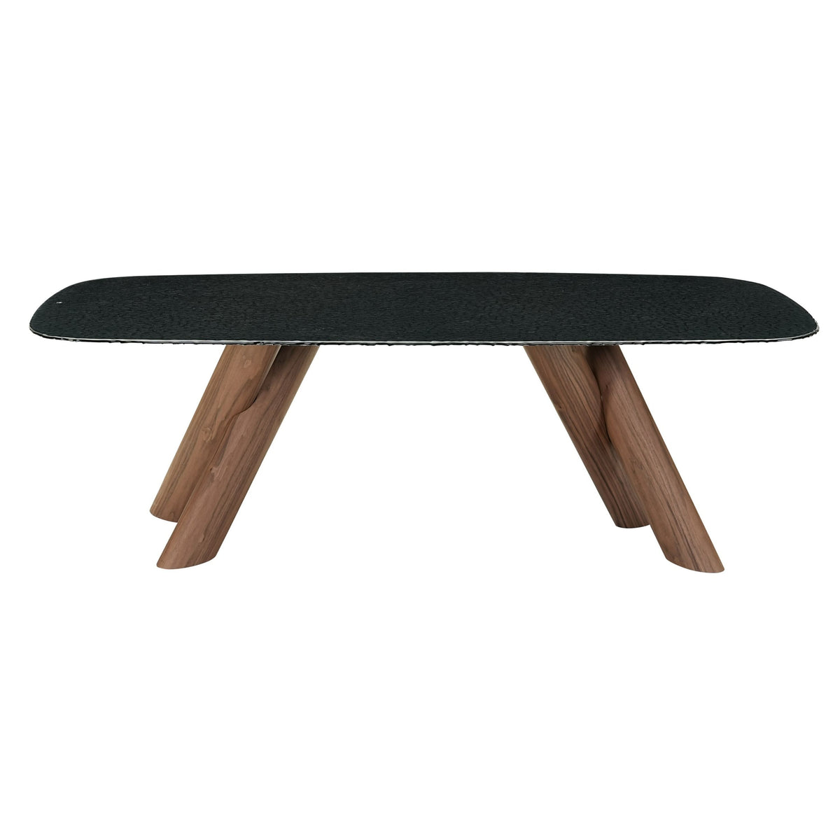 Carnaby Modern Dark Grey Glass Walnut Dining Table