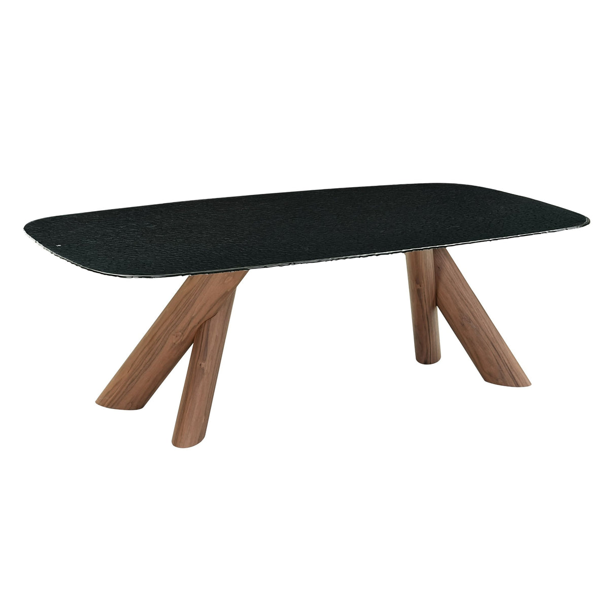 Carnaby Modern Dark Grey Glass Walnut Dining Table