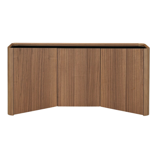 Barbon Modern Black Glass Walnut Buffet