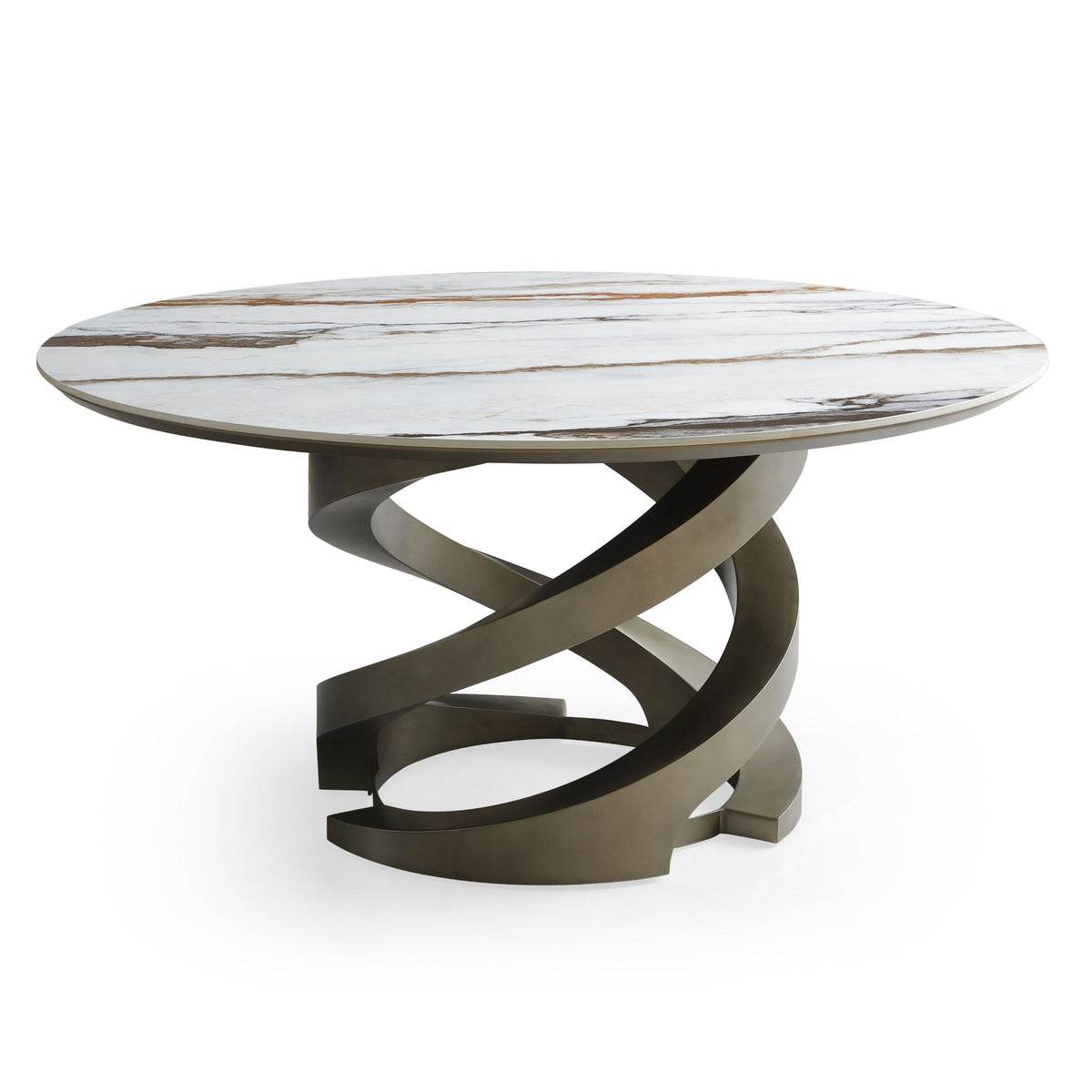 Goswell Modern Ceramic Bronze Brass Round Dining Table