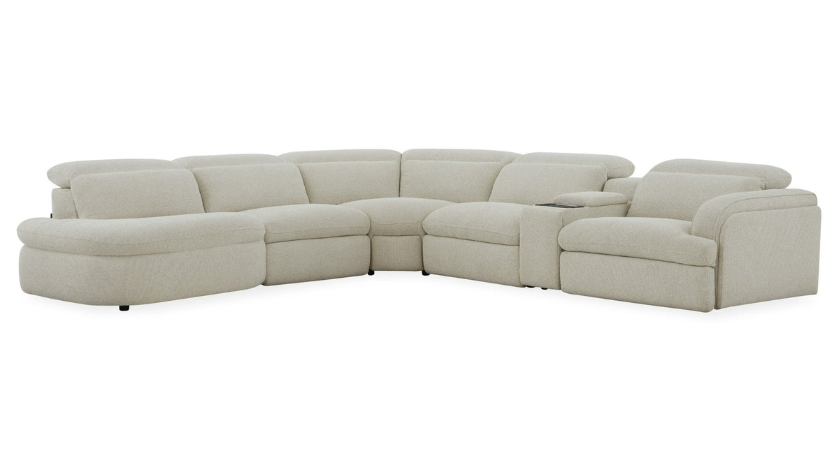 Ambler Modern Off White Fabric Sectional Sofa2 Power Recliners Left Facing Chaise