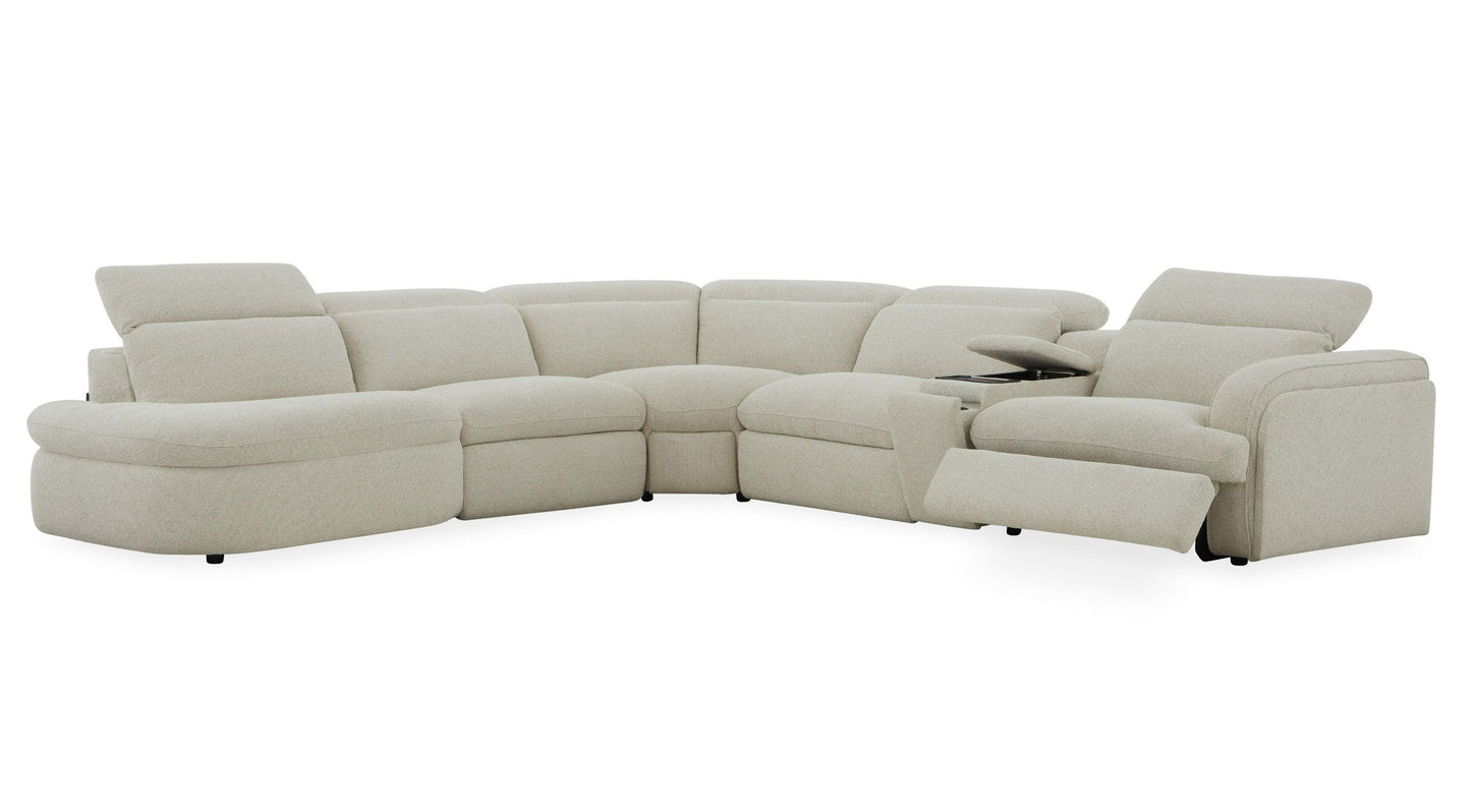 Ambler Modern Off White Fabric Sectional Sofa2 Power Recliners Left Facing Chaise