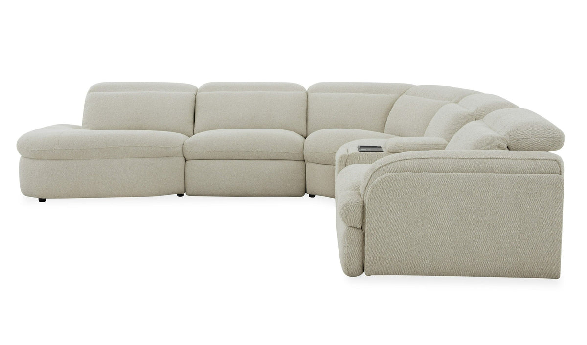 Ambler Modern Off White Fabric Sectional Sofa2 Power Recliners Left Facing Chaise