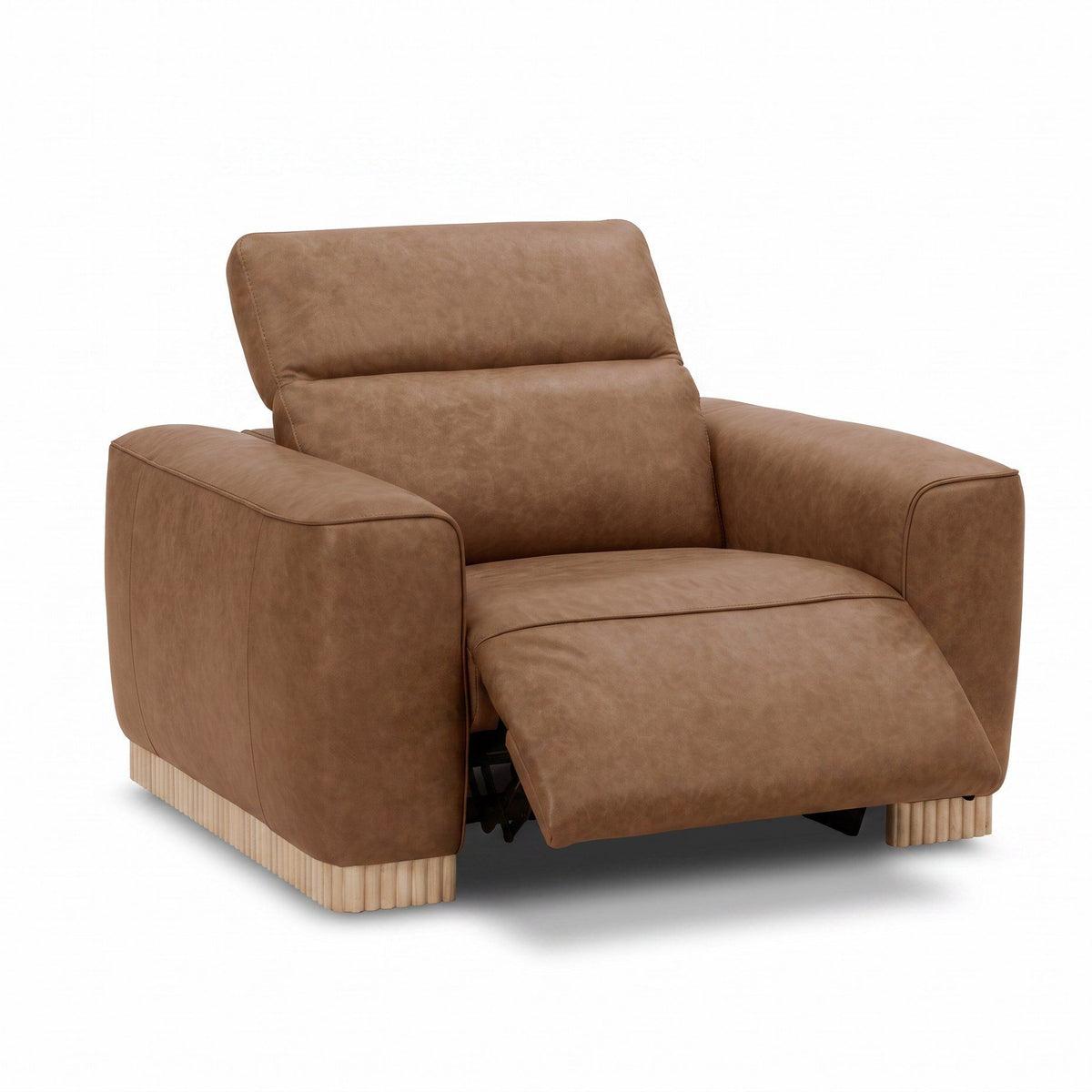 Nouveau Aris Brown Leather Recliner Chair with Power Headrest
