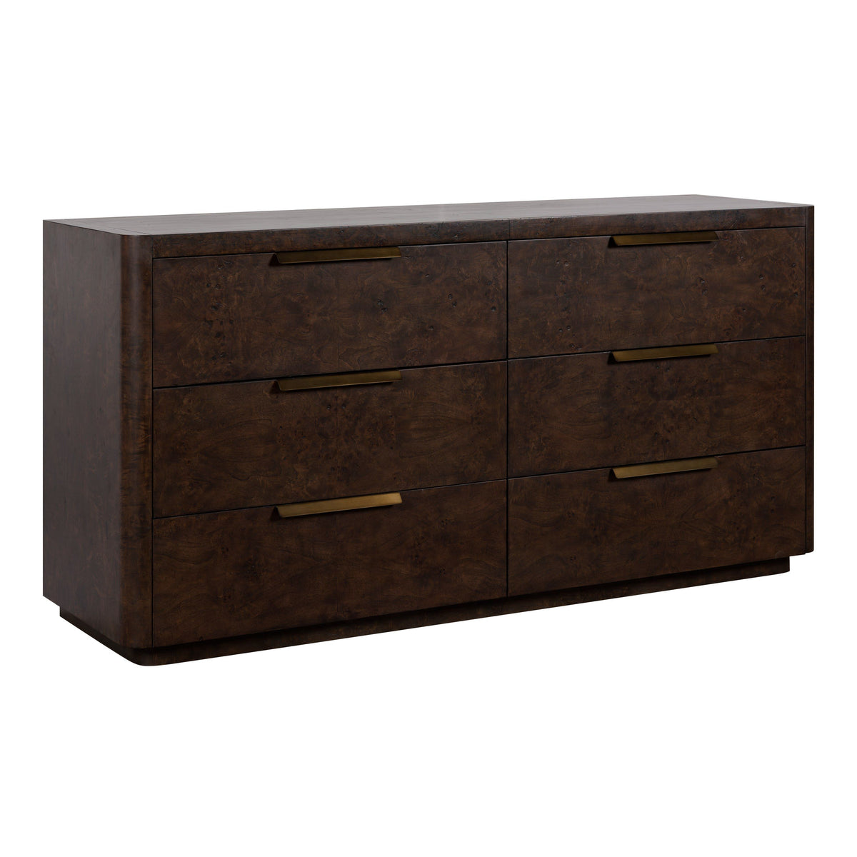 Perez Modern Dark Poplar Burl 6-Drawer Horizontal Dresser
