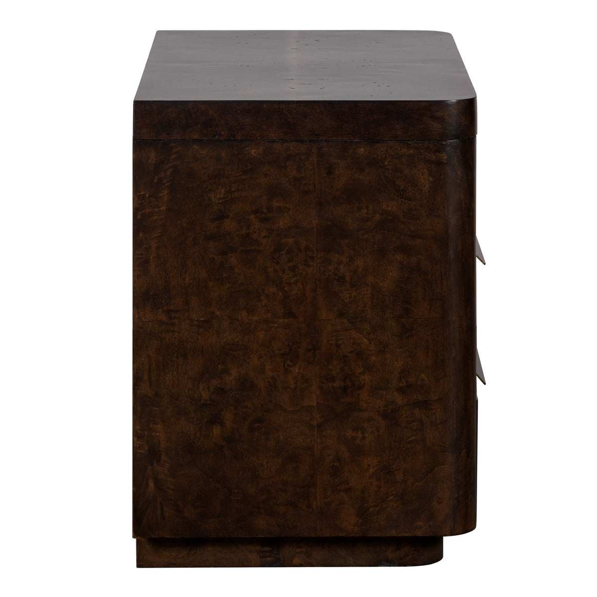 Perez Modern Dark Poplar Burl 2-Drawer Nightstand with Open Shelf