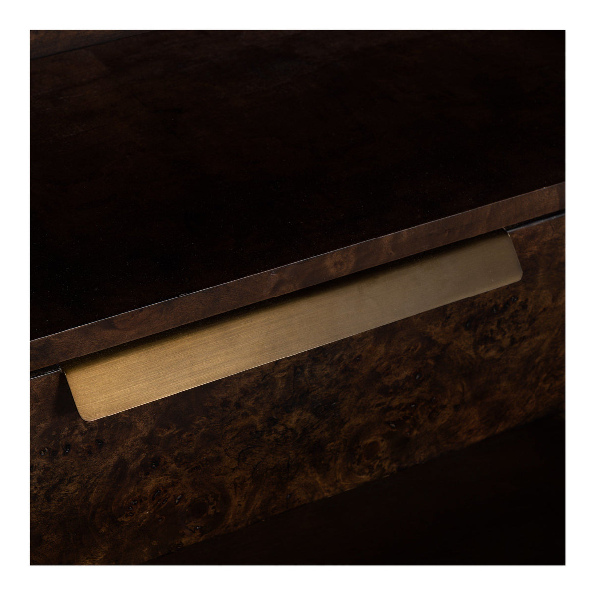 Perez Modern Dark Poplar Burl 2-Drawer Nightstand with Open Shelf