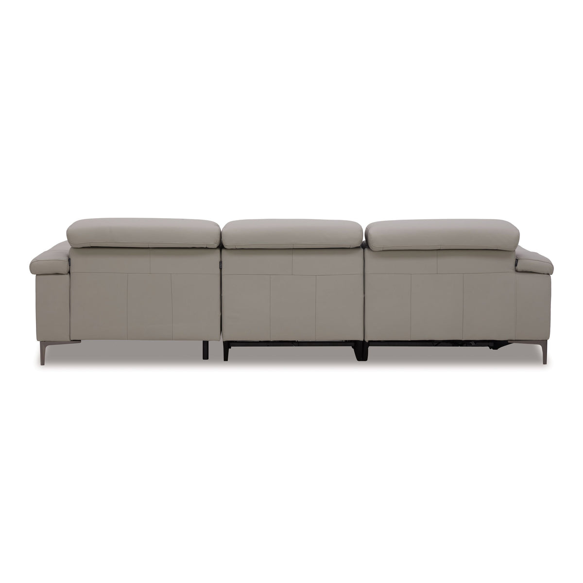 Meidas Light Grey Leather Right‑Facing Chaise Sectional with Recliners