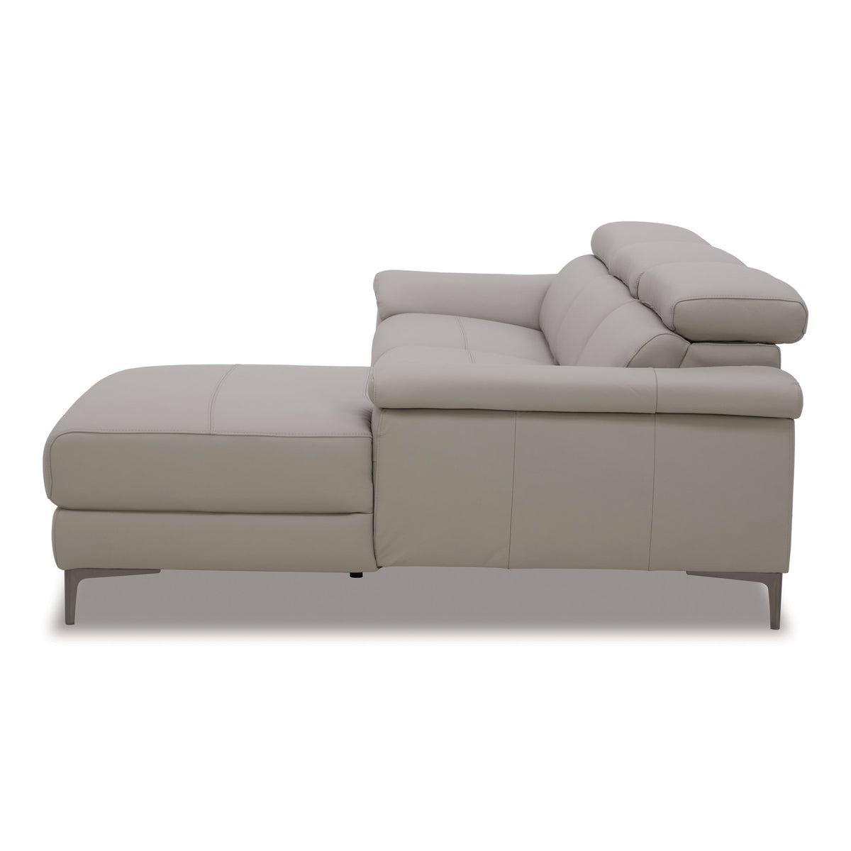 Meidas Light Grey Leather Right‑Facing Chaise Sectional with Recliners