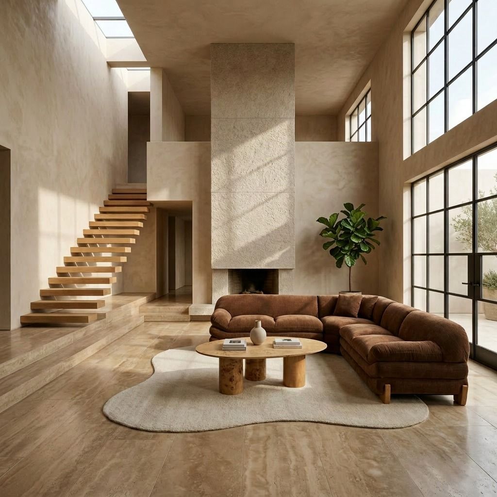 Crockett Modern Brown Fabric Sectional Sofa