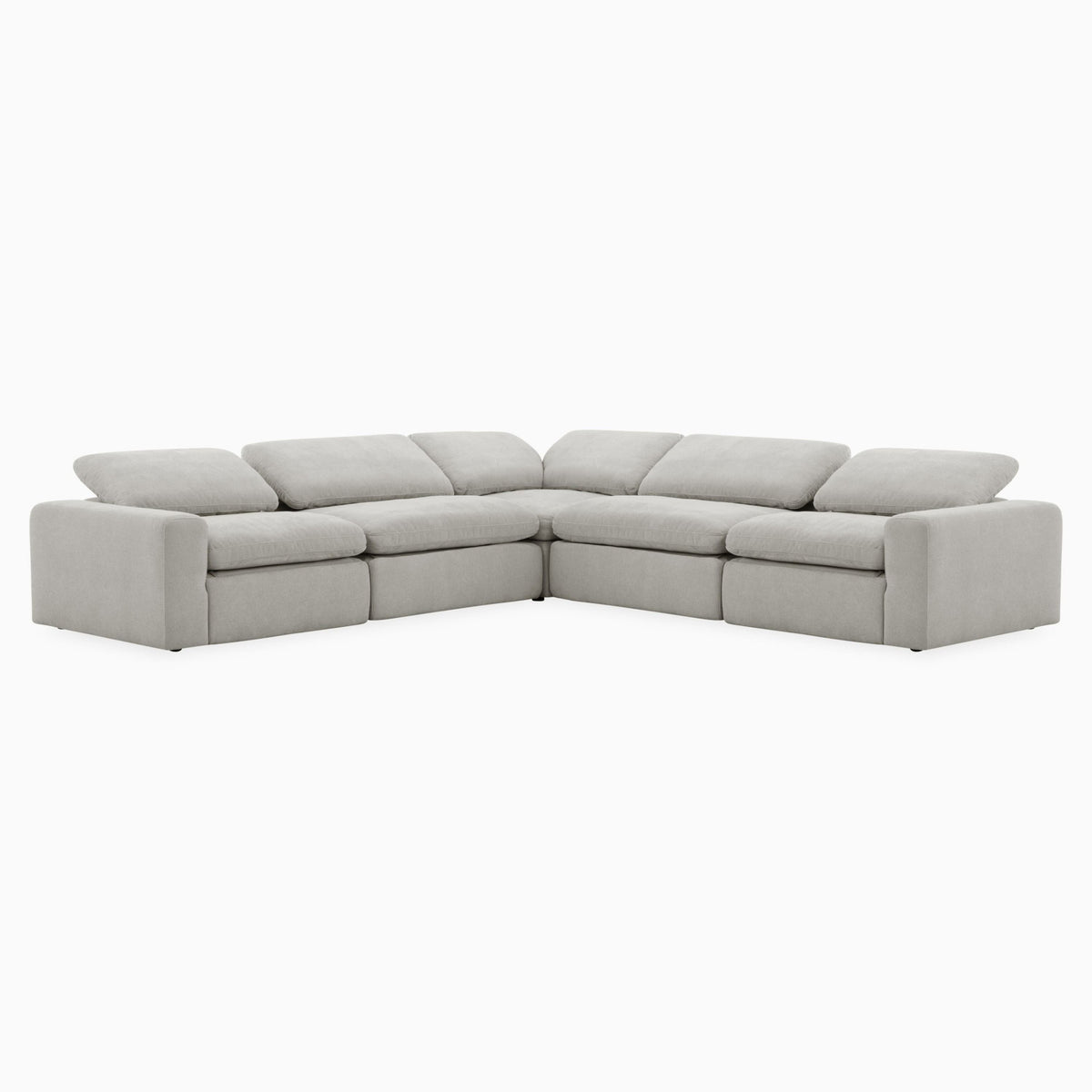 Nouveau Corinth Grey Fabric Sectional Sofa with 3 Power Recliners and Power Headrests