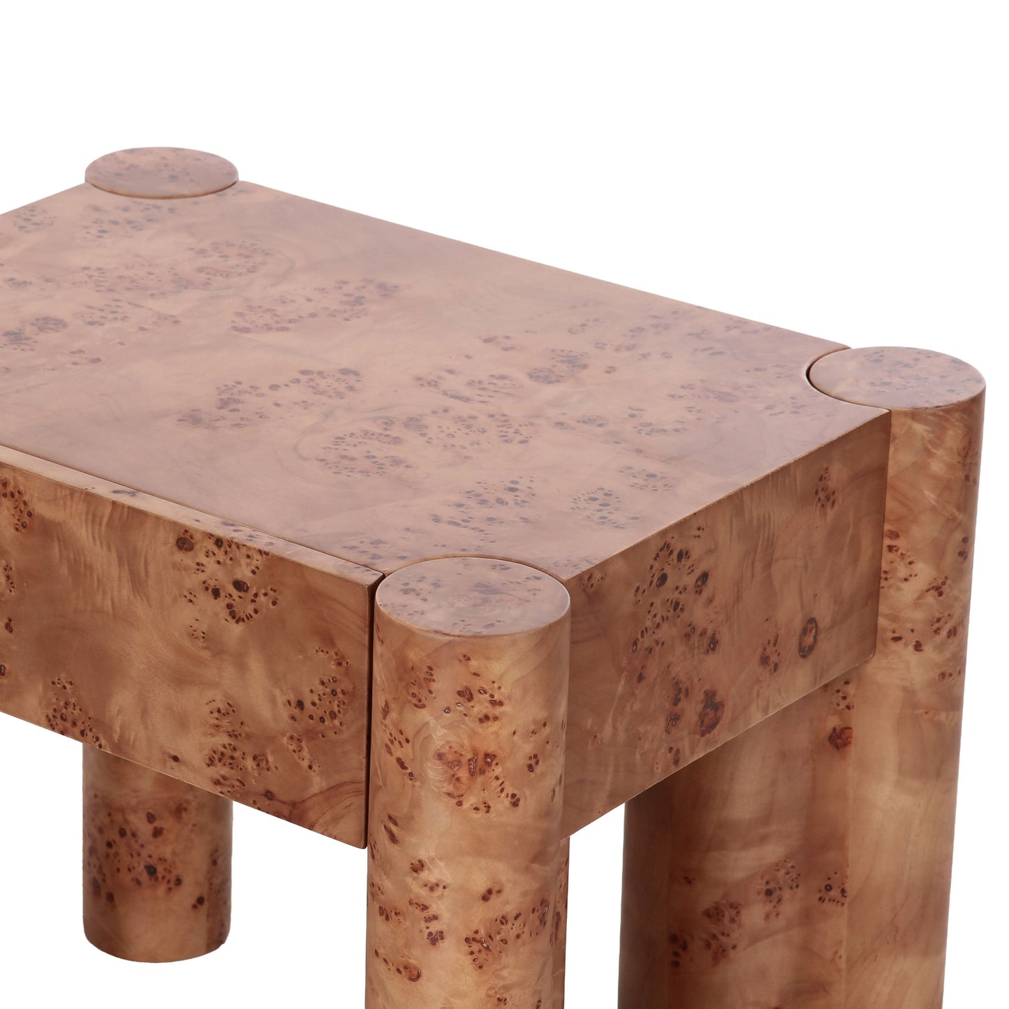 Nouveau Trita End Table Nightstand Burl Poplar