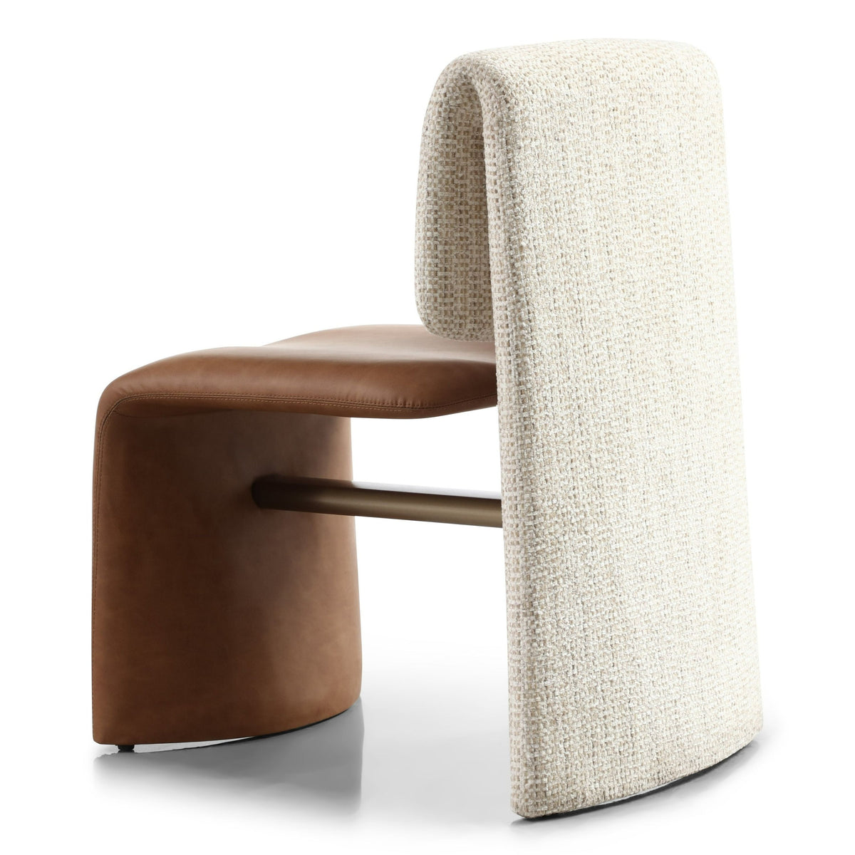 Balzan Beige Fabric and Brown Vegan Leather Dining Chairs Set of 2