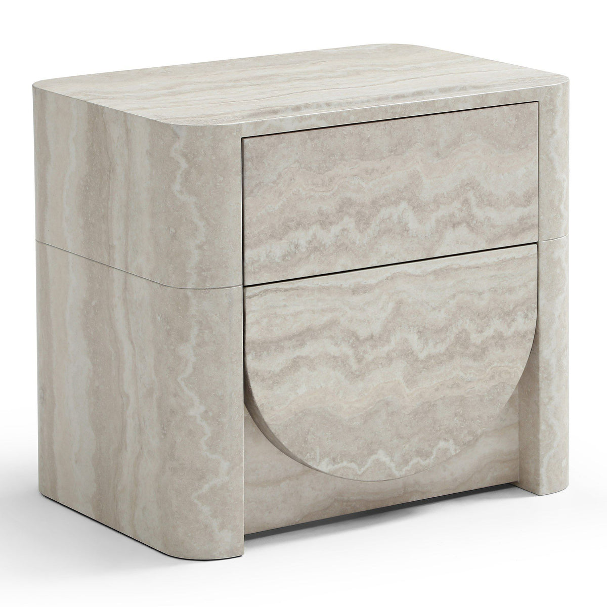 Yasmine Modern Faux Travertine 2-Drawer Nightstand
