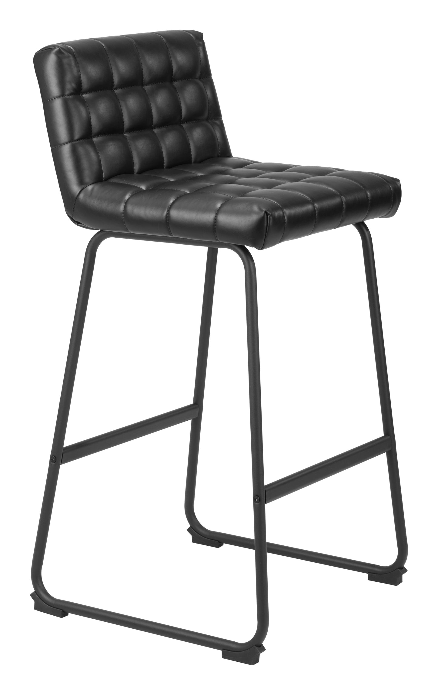 Pago Barstool Set of 2 - Black Sleek and Modern Upholstered Barstools for Contemporary Kitchens and Bars