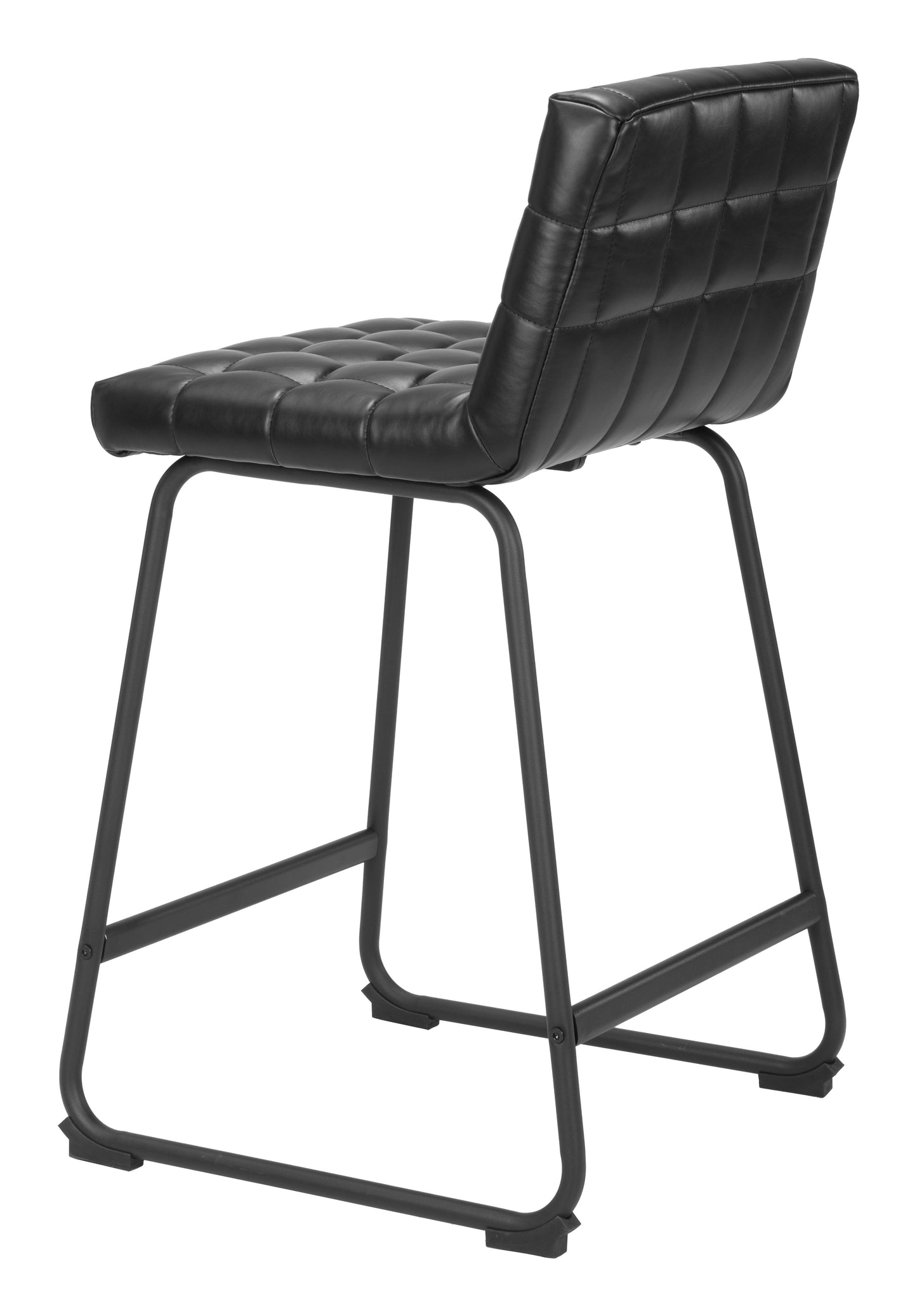 Pago Counter Stool Set of 2 - Black Modern and Stylish Upholstered Stools for Contemporary Kitchens and Dining Spaces